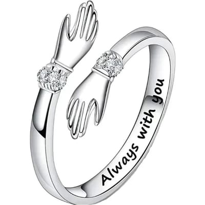 Altijd Met Jou Handvormige Vingerringen Romantische Gekraste Letters Open Ring Chique Ontwerp Verstelbare Vriendschapssieraden Liefde white