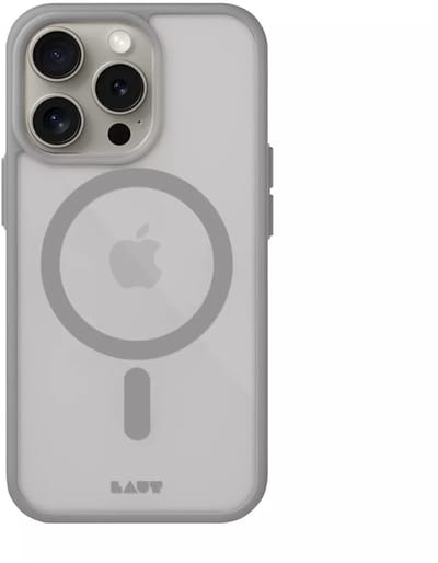 LAUT HUEX PROTECT Hoesje, Mat, Soft-Touch Afwerking, MagSafe® Compatibel, IMPKT Cell® Valbescherming, iPhone 15 Pro - Grijs