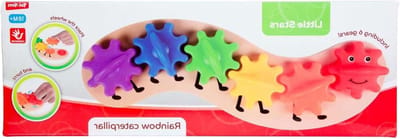 Houten Rups Speelgoed - Educatief Speelgoed Rups - Motoriek Ontwikkelen - Draaiende Tandwielen - 35 x 12 x 4 cm
