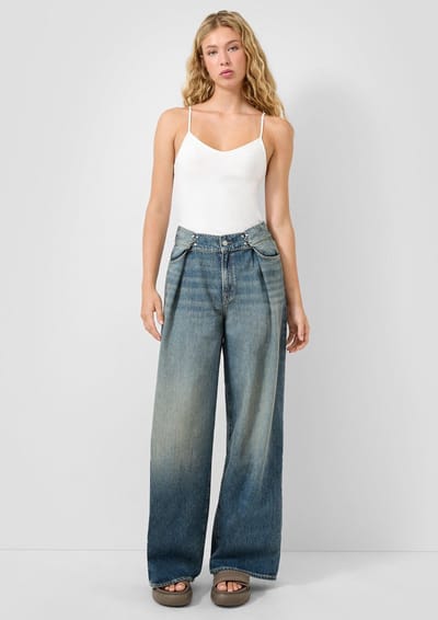 Hoge Taille Slim Fit Jeans voor Vrouwen met Versleten Effect QS