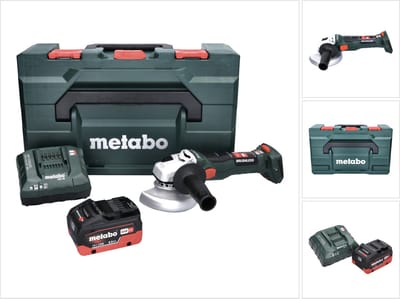 Metabo W 18 LT BL 11-125 accu haakse slijper 18 V 125 mm borstelloos + 1x accu 8.0 Ah + lader + metaBOX