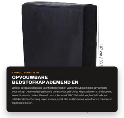 Dailygoods- Bedstofkap Scheurvast 210D Oxford-doek - Opvouwbaar - Ademend - Weerbestendig - Draagbaar - Geschikt voor klapstoel/strandstoel - Meubelhoes