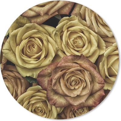 Muismat rond 20x20 cm - Mousepad Rozen - Goud - Boeket - Ronde muismatten