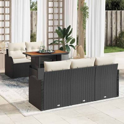 vidaXL - Tuinbank - Set - 6 - st - Zwart - en - Crème - poly - rattan