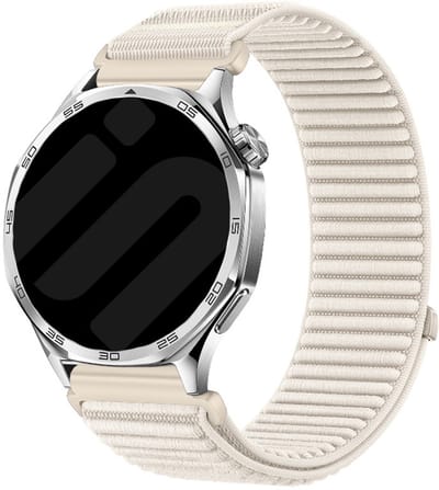 Strap-it Wave nylon band met klittenband 18mm - geschikt voor Garmin Venu 2s / Venu 3s / Vivoactive 4s / Forerunner 255s / 265s - Huawei Watch GT 5 Pro - 42mm / GT 5 - 41mm / GT 4 - 41mm - Fossil Gen 5e - 42mm / Gen 6 - 42mm (sterrenlicht)