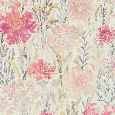 Bloemen behang Profhome 396952-GU vliesbehang hardvinyl warmdruk in reliëf licht gestructureerd in aquarel stijl mat wit roze groen grijs 5,33 m2