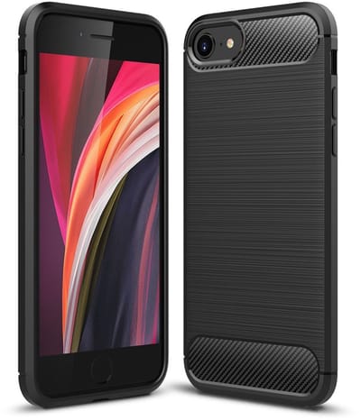 Coverup Hoesje - Geschikt voor iPhone SE (2022/2020), iPhone 8 / 7 Hoesje - Coverup Armor Brushed TPU Back Cover - Zwart