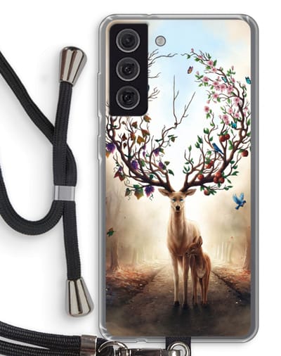 Case Company® - Hoesje met koord geschikt voor Samsung Galaxy S21 FE hoesje met Koord - Seasons Change - Telefoonhoesje met Zwart Koord - Bescherming aan alle Kanten en Over de Schermrand