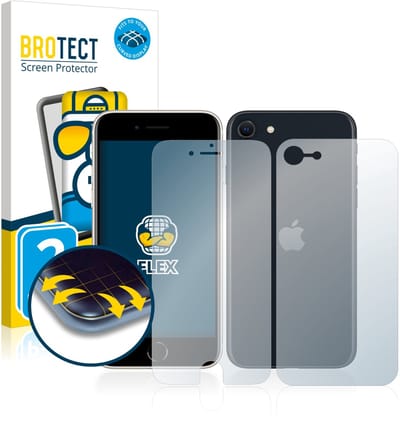 BROTECT - Screenprotector voor Apple iPhone SE 3 2022 (Voor+Achter) - Folie Beschermfolie transparant volledig dekking - 2 Stuks