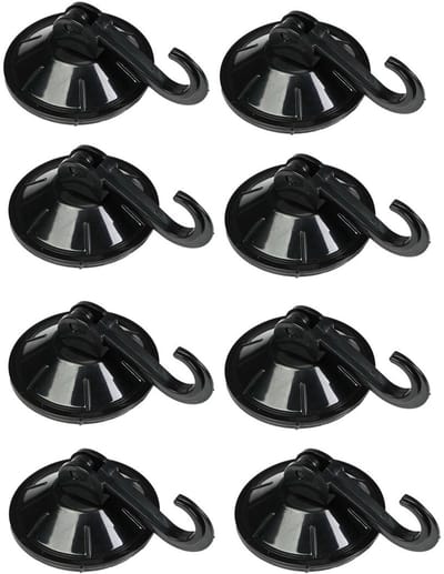 Benson Zuignaphaakjes - 8x - zwart - kunststof - draagkracht 2 kg - ophanghaakjes