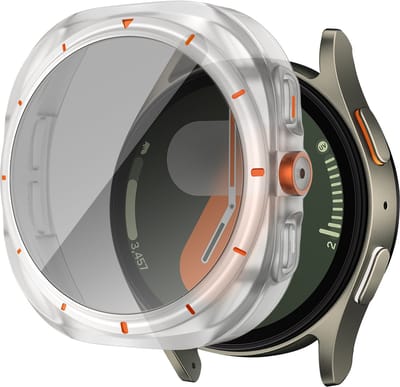 Bandz 'Square' hoesje met screenprotector geschikt voor Samsung Galaxy Watch 7 - 44mm - hard plastic beschermhoes - glazen screen protector - Full cover case + screenprotector (zwart)