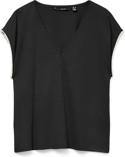 Vero Moda T-shirt Vmvips Ss Ava V-neck Top Jrs Ga 10327099 Black/solid Dames Maat - S