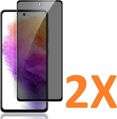 Screenprotector Glas - Privacy Tempered Glass Screen Protector Anti-Spy Geschikt voor: Samsung Galaxy A73 5G - 2x