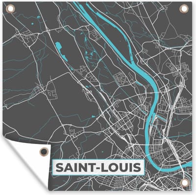 Tuin poster Saint-Louis - Plattegrond - Stadskaart - Frankrijk - Kaart - 200x200 cm - Tuindoek