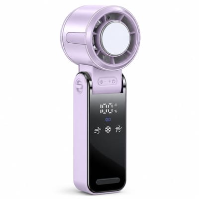 Handheld Fan met 100 Standen - Turbo Mini Ventilator Oplaadbaar - 3-in-1 Draagbare Handventilator voor Hals en Bureau - USB Kleine Ventilator voor Reizen, Kantoor en Outdoor - Paars