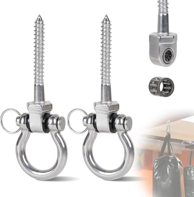2 x M8 Swing Haakjes voor Plafond, Zware Belasting, 125 mm, RVS Haken voor Houten Balken, Geluidsloze Schommelbevestiging met Naaldlagers