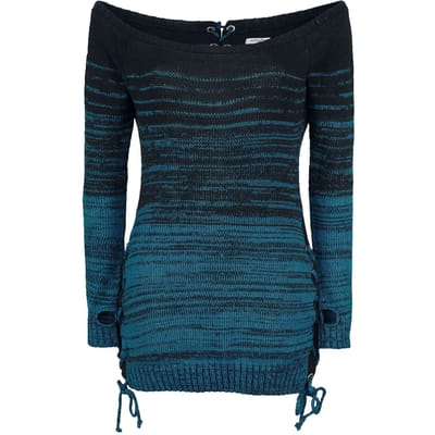 Innocent - Gothic Gebreide trui - Thena Top - M tot 3XL - voor Vrouwen - zwart-blauw
