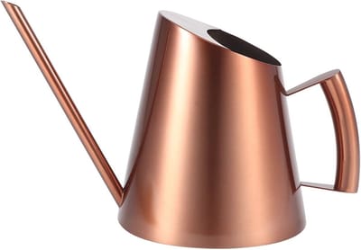 Roestvrijstalen gieter brons voor binnen en buiten, moderne lange uitloop voor groene planten (1300 ml)