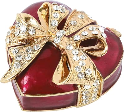 Kerst Hart Doos - Sieraden Doosje - Decoratieve Opslag - Met Kristallen - One Size - Multicolor