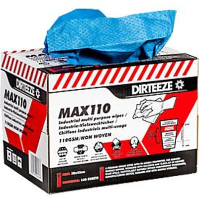 Industriële vliesdoeken MAX110, 100 g/m², ultragroot absorberend vermogen, trek- en scheurbestendig, L 300 x B 420 mm, 160 st.