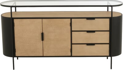 J-Line kast Ovy - ijzer - naturel/zwart