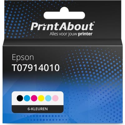 PrintAbout huismerk Inktcartridge T07914010 6-kleuren Multipack Geschikt voor Epson