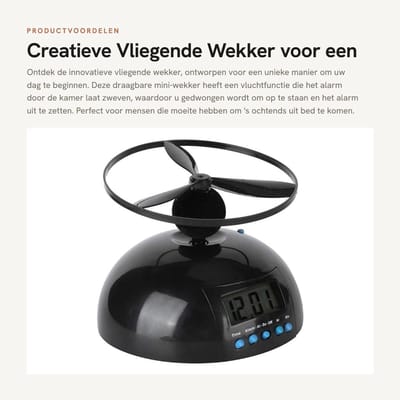 Dailygoods- Vliegende Wekker Innovatief - Draagbare Mini-wekker - Prank-wekker - Lichtgewicht - Milieuvriendelijk - Uniek ontwerp