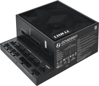 Lian Li EDGE 850W Black - Voeding - ATX12V 3.0, ATX12V 3.1 - 80 PLUS Platinum - 850 Watt - Modulair - 100-240V - Actieve PFC - PCIe 5.1 - 120mm FDB Fan - L-vormig - USB-Hub 4x USB 2.0 - zwart