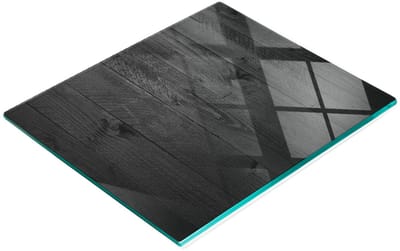 Decoratieve snijplank van gehard glas, houtnerfpatroon, zwart, 60x52 cm