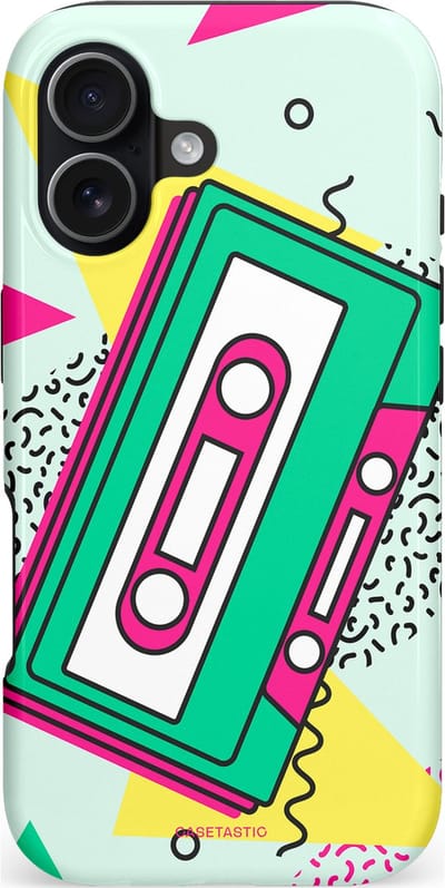 Casetastic hoesje geschikt voor Apple iPhone 17 - MagSafe - Dubbellaagse bescherming - Retro 80s muziek - Fashion Case - Wit Groen Lichtgrijs Roze