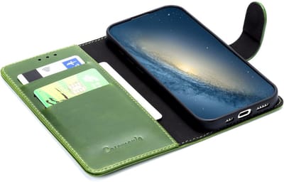 CaseMania Bookcase hoesje geschikt voor Samsung Galaxy S25 FE - Effen Groen - Leer