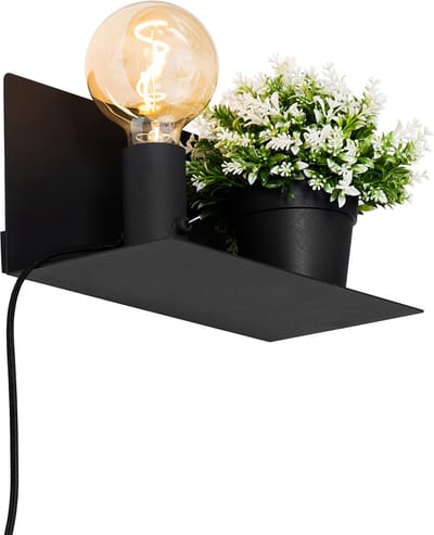 QAZQA muro - Moderne Wandlamp voor binnen - 1 lichts - D 15 cm - Zwart - Woonkamer | Slaapkamer | Keuken