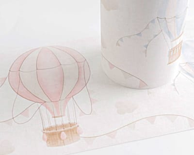 LUCHTBALLONNEN BEHANGRAND | Wolken - Crème Beige Roze Blauw - A.S. Création Lilly & Luis