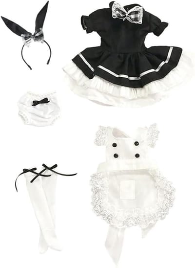 Poppen Kleding Set - BJD Jurk Set - Poppen Aankleden - 5-delige Set - 1/3 1/4 1/6 - Zwart Wit