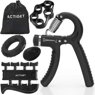 Actiget® Handtrainer Set | Handknijper | Zwart/Grijs | 10- 40 Kg | 5 Delig