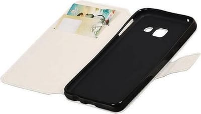 Cross Pattern TPU Bookstyle Hoesje - Wallet Case Telefoonhoesje - Geschikt voor Samsung Galaxy A3 (2016) Wit