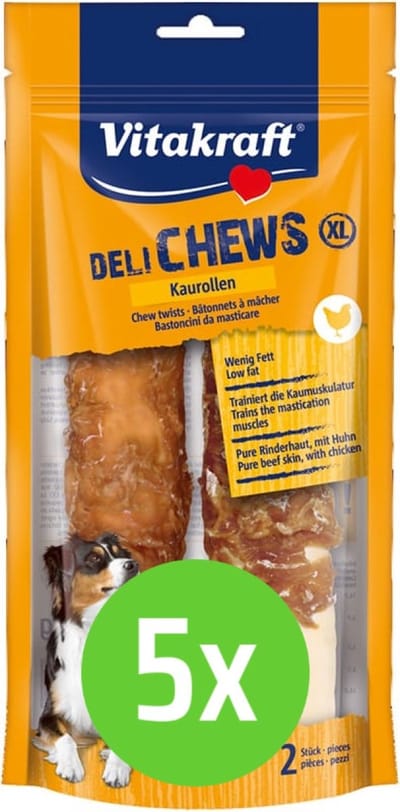 Vitakraft DeliCHEWS Kauwrollen XL - hondensnack - 2 stuks - 5 verpakkingen