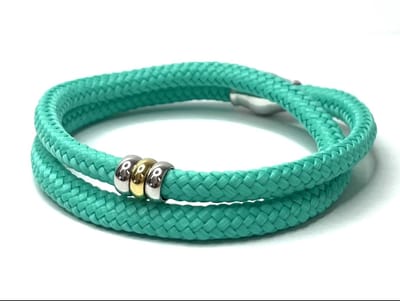 NIEUW! Jolla - dames armband - wikkelarmband - zilver - touw - bedels - Basic Rope - Aquamarine Green/Zilver
