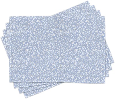 ABAKUHAUS Blau en Wit placemats, Ditsy Revival-stijl met een landelijk landschap, Cottage-Cabin-patroon, Tafeldecoratie van kleurvaste stoffen voor eetkamer en keuken, babyblauw en wit