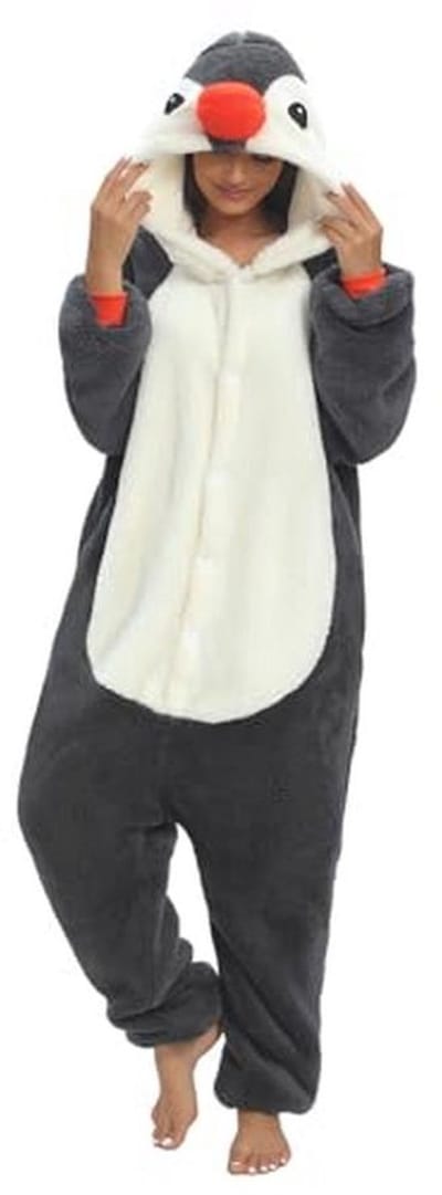 Dieren jumpsuit voor dames en heren, pluche oversized pyjama met capuchon voor volwassenen