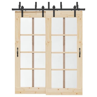 vidaXL - Doos - met - onderdelen - voor - schuifdeur - 183 - cm - staal - zwart