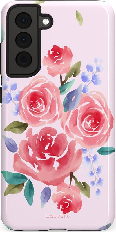 Casetastic hoesje geschikt voor Samsung Galaxy S21 FE 5G - Dubbellaagse bescherming - Aquarel pracht - Fashion Case - Lichtroze Lavendel