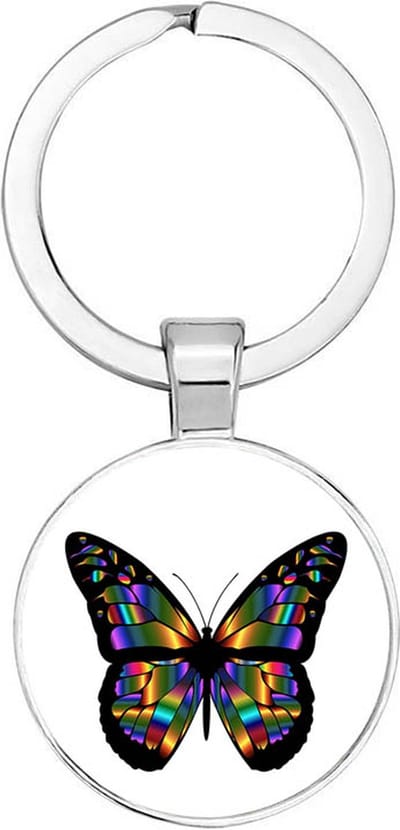 Akyol - Vlinder kleurrijk Sleutelhanger - vlinder - iemand die houdt van vlinders - dieren liefhebber - houden van - verjaardagscadeau - gift - geschenk - kado - 2,5 x 2,5 CM