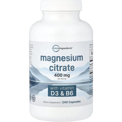 Micro Ingrediënten, Magnesiumcitraat (met Vitamines D3 en B6), 240 capsules