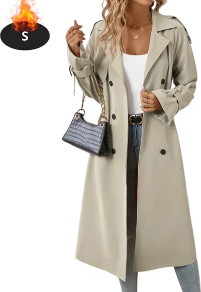 Bovista Mantel Dames - Tussenmantel - Jas - Mantelpakje - Trenchcoat - Overjas - Overcoat - Winter - Khaki - S