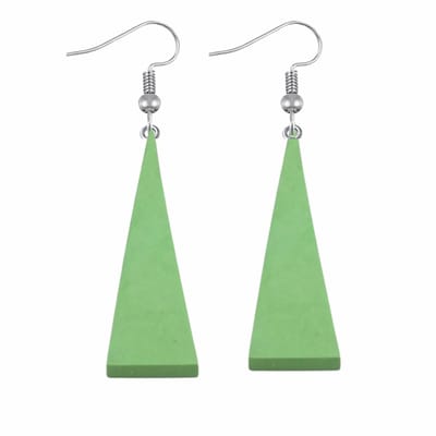 Zilver oorhangers -hout -groen- Saheli -Charme Bijoux