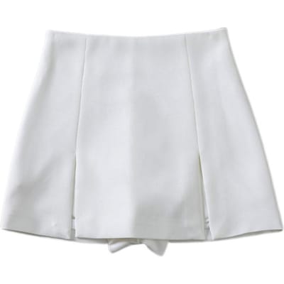Dames Minirok Hoge Taille Zijsplit Ontwerp Effen Kleur Korte Rok A-lijn Ontwerp Skort Anti-blootstelling Werkrok L wit