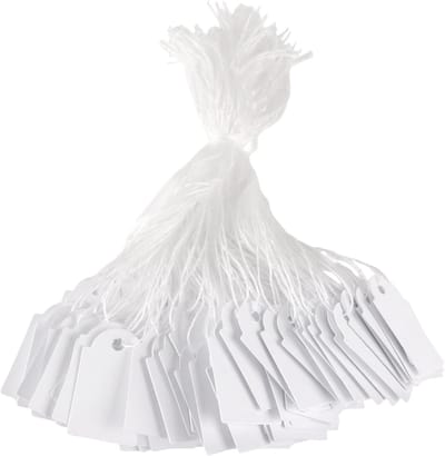 2000 Stuks Witte Prijskaartjes met String, 15x25mm Lege Labels voor Kleding en Producten, Perfect voor Verkoop en Organisatie