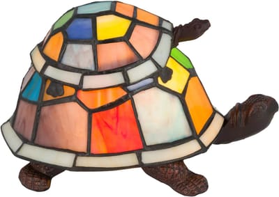 Tiffany tafellamp schildpad - Meerkleurig - L 22 cm - Glas in lood - Warm licht - Decoratieve figuurlamp | RORUVERA