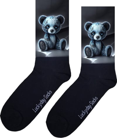 Grappige sokken - Knuffel beertje - Beer - Opkikker - Beterschap - Kerstsokken - Verjaardag cadeau - Leuke sokken - Vrolijke sokken - Print sokken - Cadeau sokken - LuckyDay Socks - Sokken waar je vrolijk van wordt - Maat 37-44